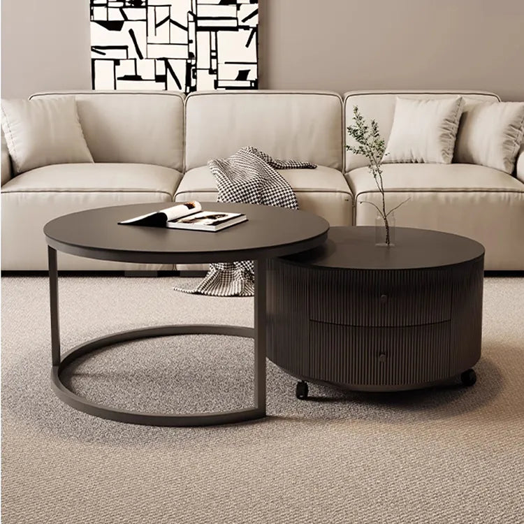 Coffee table Black SET1 Sintered Stone Solid wood htyjj-6598