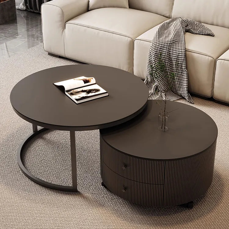Coffee table Black SET1 Sintered Stone Solid wood htyjj-6598