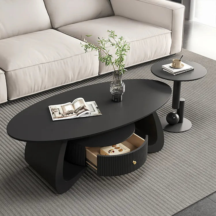 Coffee table Black COLOR1 Solid wood Sintered Stone htyjj-6603