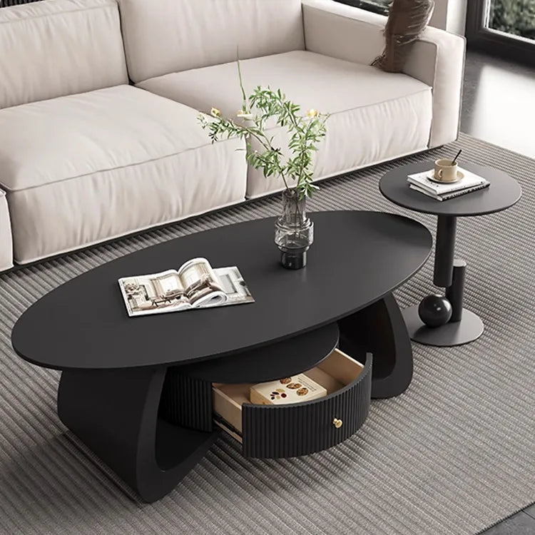 Coffee table Black COLOR1 Solid wood Sintered Stone htyjj-6603