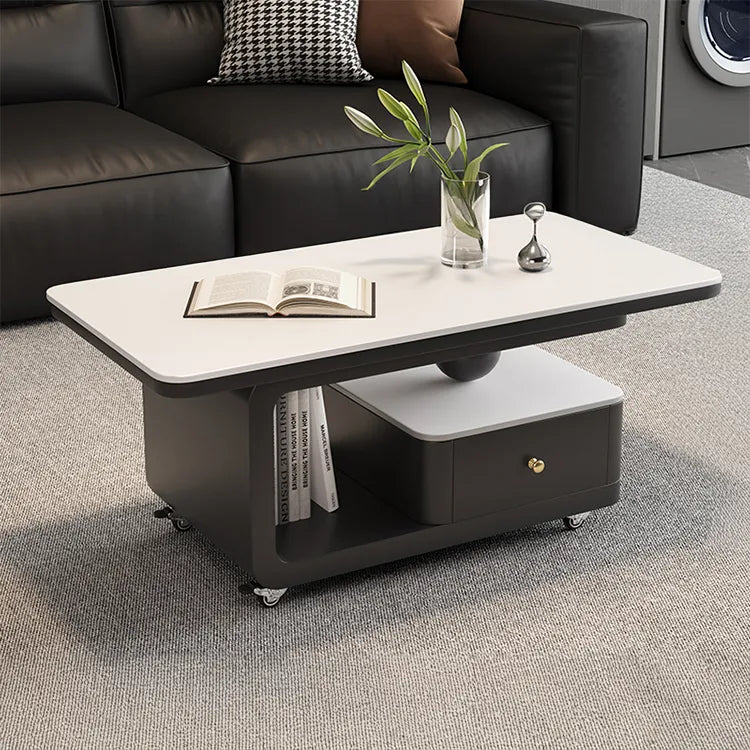 Coffee table COLOR1 White Black Solid wood Sintered Stone htyjj-6605-1