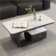 Coffee table COLOR1 White Black Solid wood Sintered Stone htyjj-6605-1