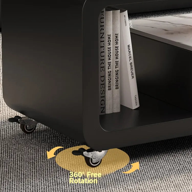 Coffee table COLOR1 White Black Solid wood Sintered Stone htyjj-6605-1