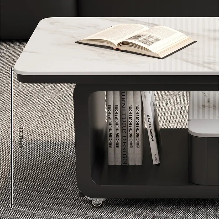 Coffee table COLOR1 White Black Solid wood Sintered Stone htyjj-6605-1