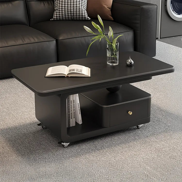 Coffee table COLOR1 White Black Solid wood Sintered Stone htyjj-6605-1