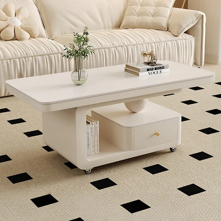 Coffee table COLOR1 White Sintered Stone Solid wood htyjj-6605-2