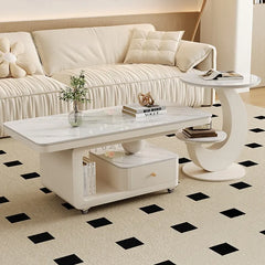 Coffee table COLOR1 White Sintered Stone Solid wood htyjj-6605-2