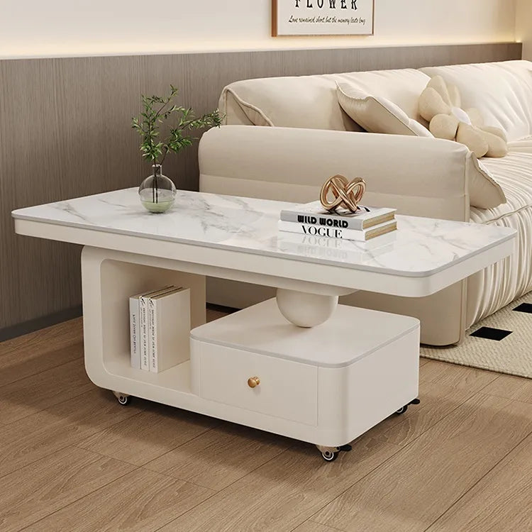 Coffee table COLOR1 White Sintered Stone Solid wood htyjj-6605-2