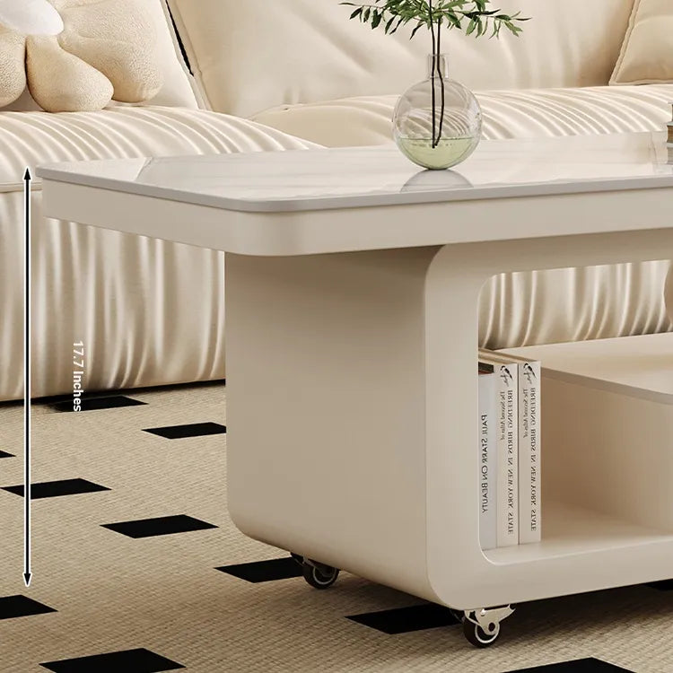 Coffee table COLOR1 White Sintered Stone Solid wood htyjj-6605-2