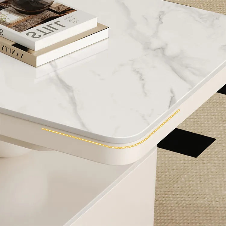 Coffee table COLOR1 White Sintered Stone Solid wood htyjj-6605-2
