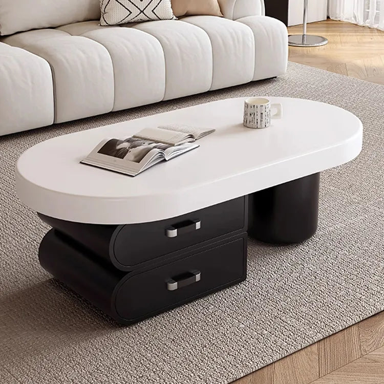 Coffee table White Brown Solid wood Eco-friendly Board Synthetic leather htyjj-6606