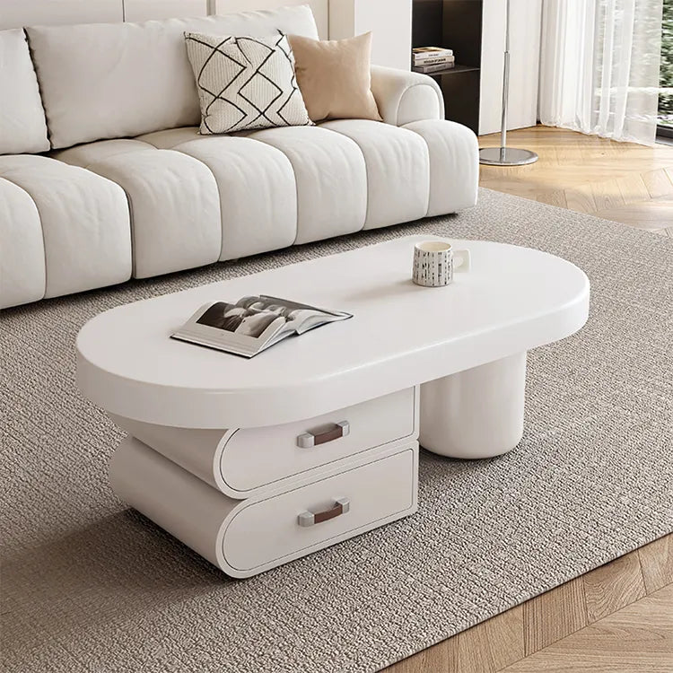 Coffee table White Brown Solid wood Eco-friendly Board Synthetic leather htyjj-6606