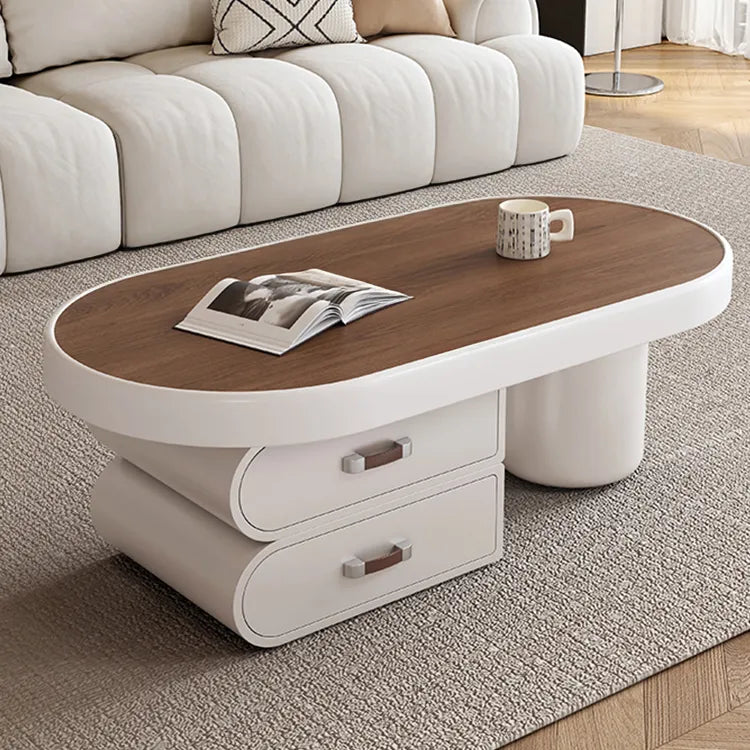 Coffee table White Brown Solid wood Eco-friendly Board Synthetic leather htyjj-6606