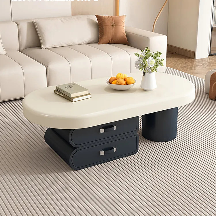 Coffee table White Brown Solid wood Eco-friendly Board Synthetic leather htyjj-6606