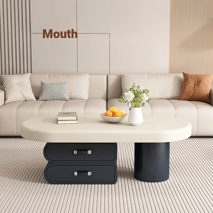 Coffee table White Brown Solid wood Eco-friendly Board Synthetic leather htyjj-6606
