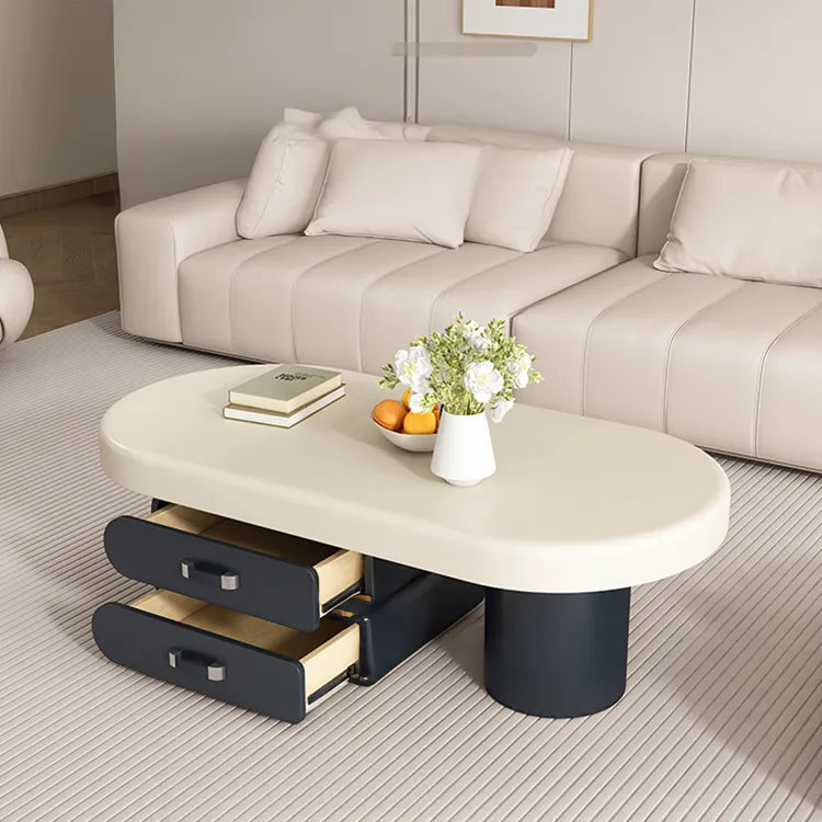 Coffee table White Brown Solid wood Eco-friendly Board Synthetic leather htyjj-6606