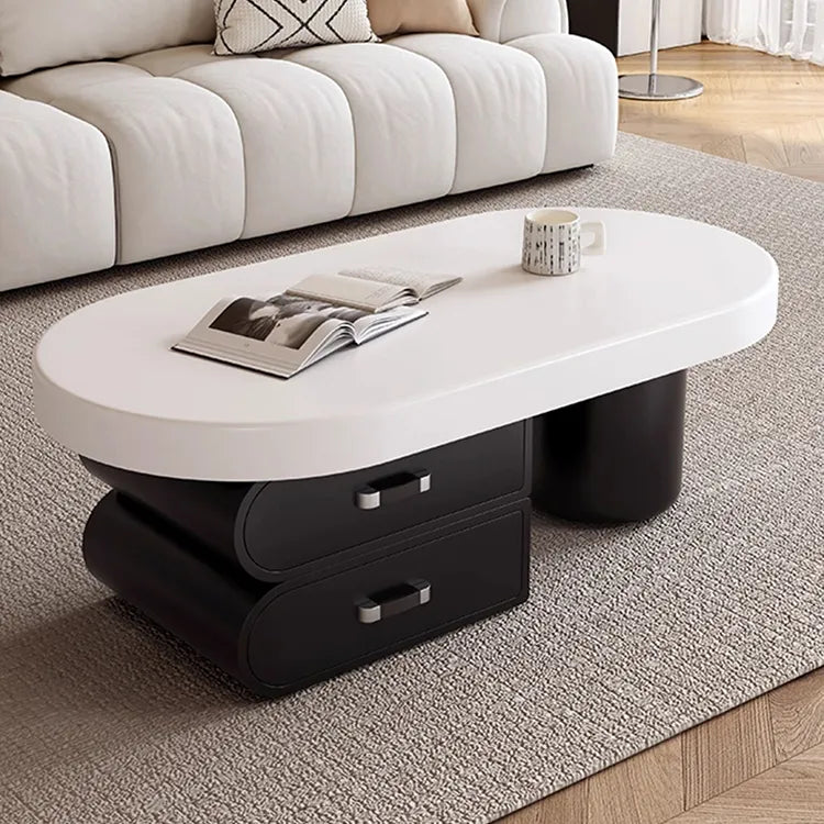 Coffee table White Brown Solid wood Eco-friendly Board Synthetic leather htyjj-6606