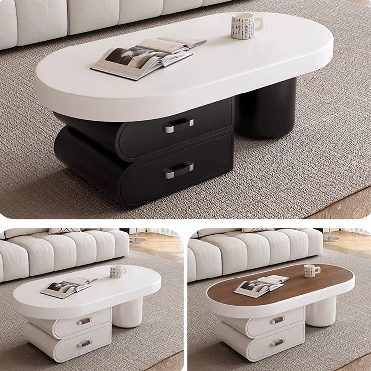 Coffee table White Brown Solid wood Eco-friendly Board Synthetic leather htyjj-6606