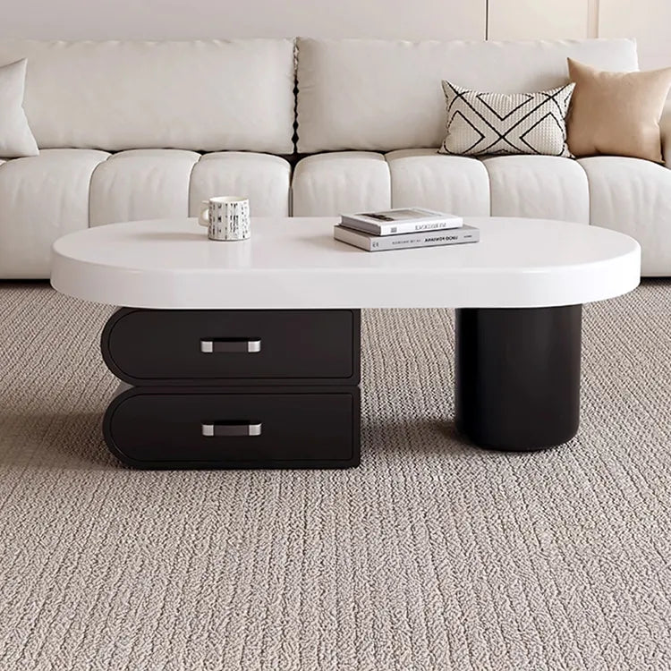 Coffee table White Brown Solid wood Eco-friendly Board Synthetic leather htyjj-6606