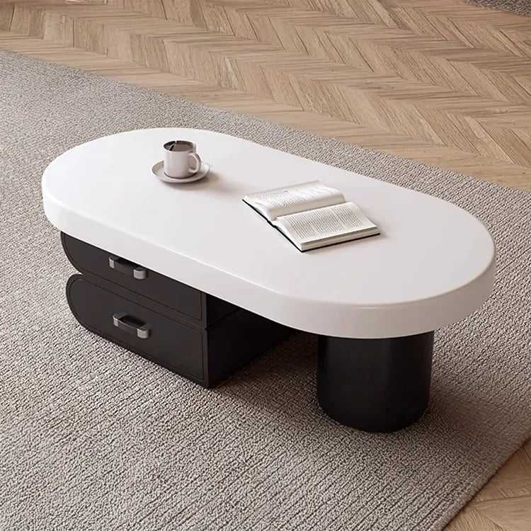 Coffee table White Brown Solid wood Eco-friendly Board Synthetic leather htyjj-6606