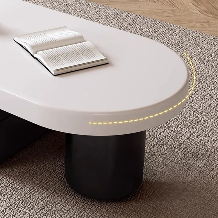 Coffee table White Brown Solid wood Eco-friendly Board Synthetic leather htyjj-6606