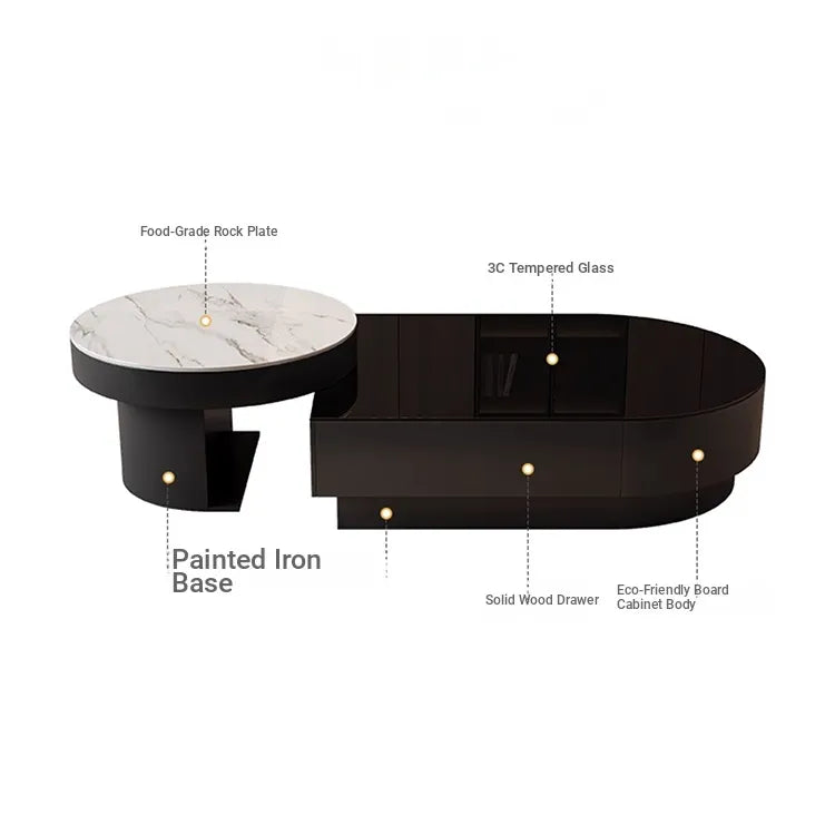 Coffee table SET1 SET2 Tempered glass Sintered Stone Solid wood Eco-friendly Board htyjj-6611