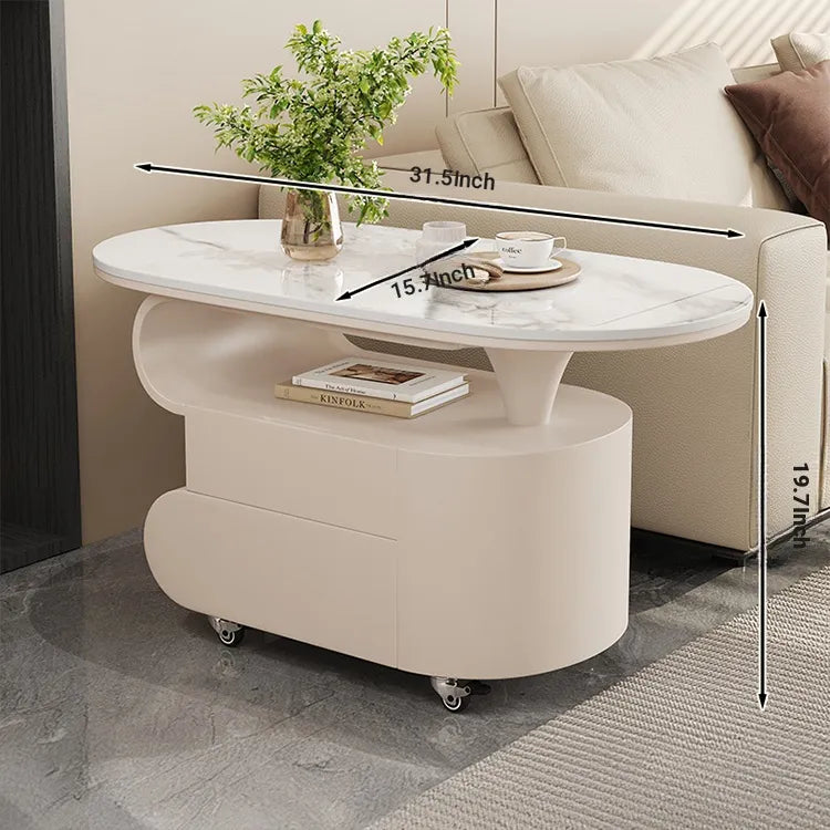 Coffee table COLOR1 White Black Sintered Stone Solid wood htyjj-6613