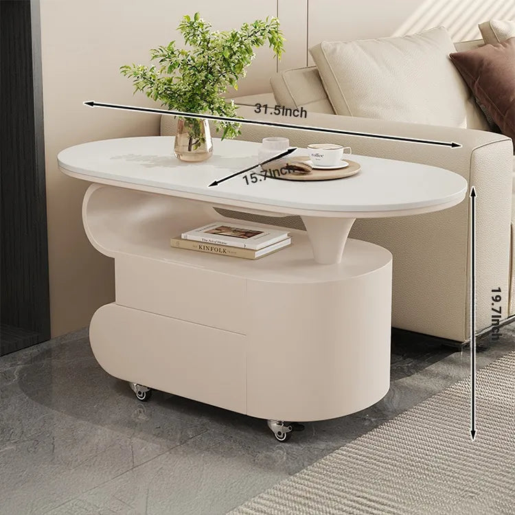 Coffee table COLOR1 White Black Sintered Stone Solid wood htyjj-6613