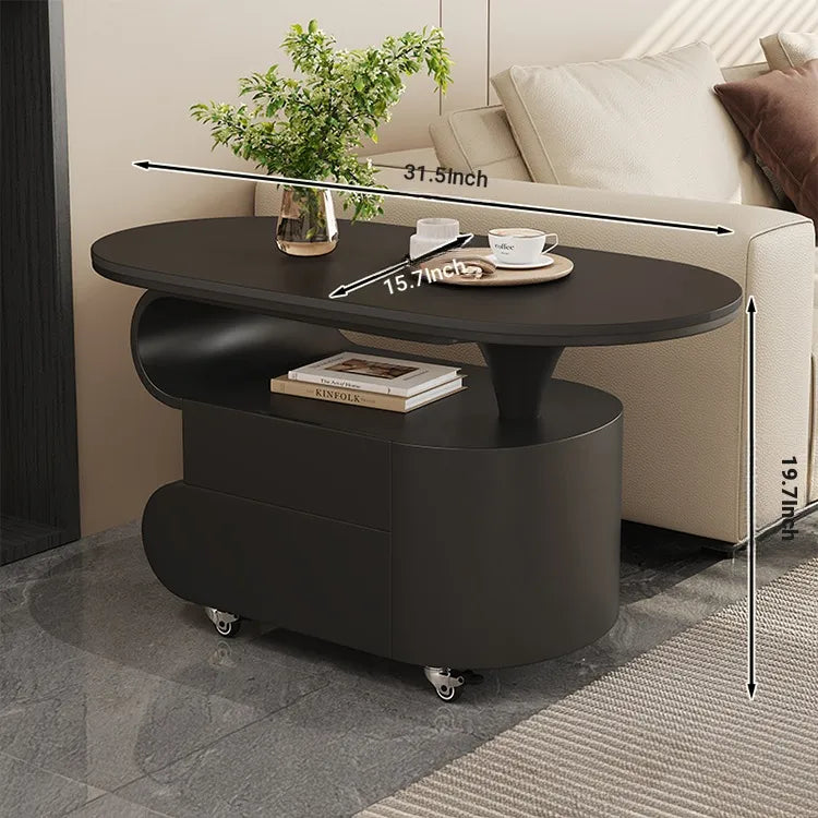 Coffee table COLOR1 White Black Sintered Stone Solid wood htyjj-6613