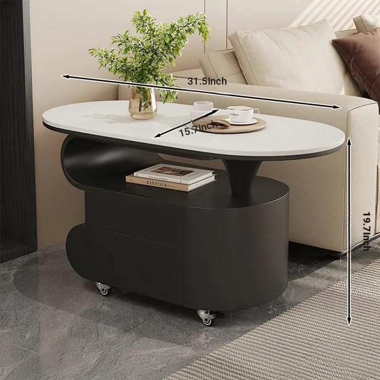 Coffee table COLOR1 White Black Sintered Stone Solid wood htyjj-6613
