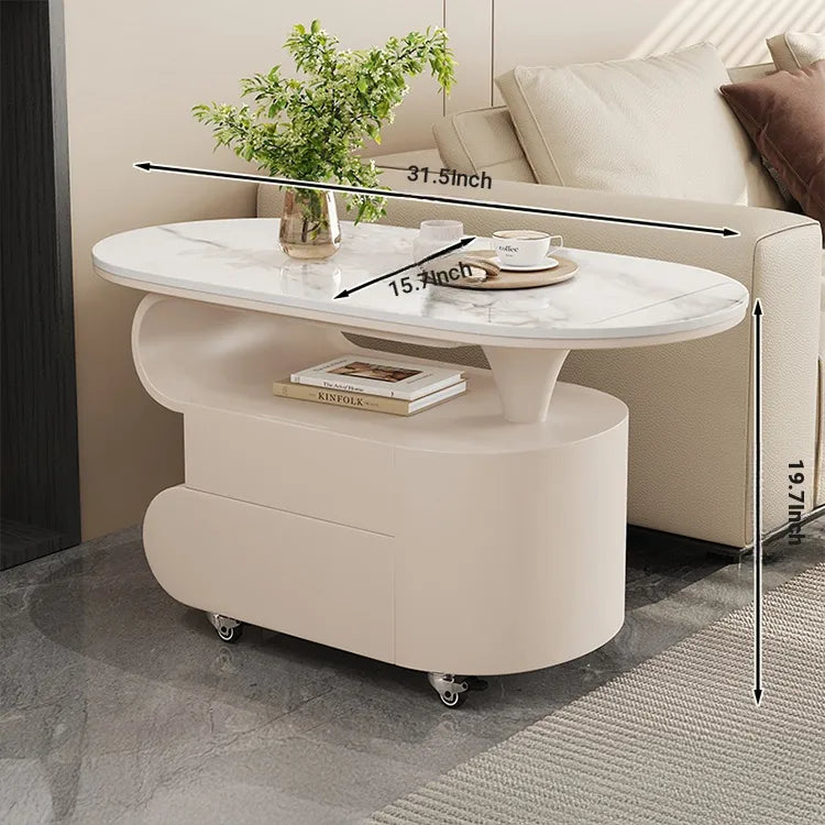 Coffee table COLOR1 White Black Sintered Stone Solid wood htyjj-6613
