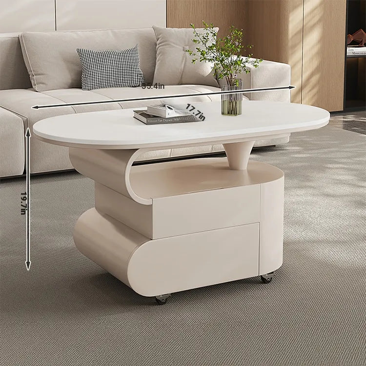 Coffee table COLOR1 White Black Sintered Stone Solid wood htyjj-6613