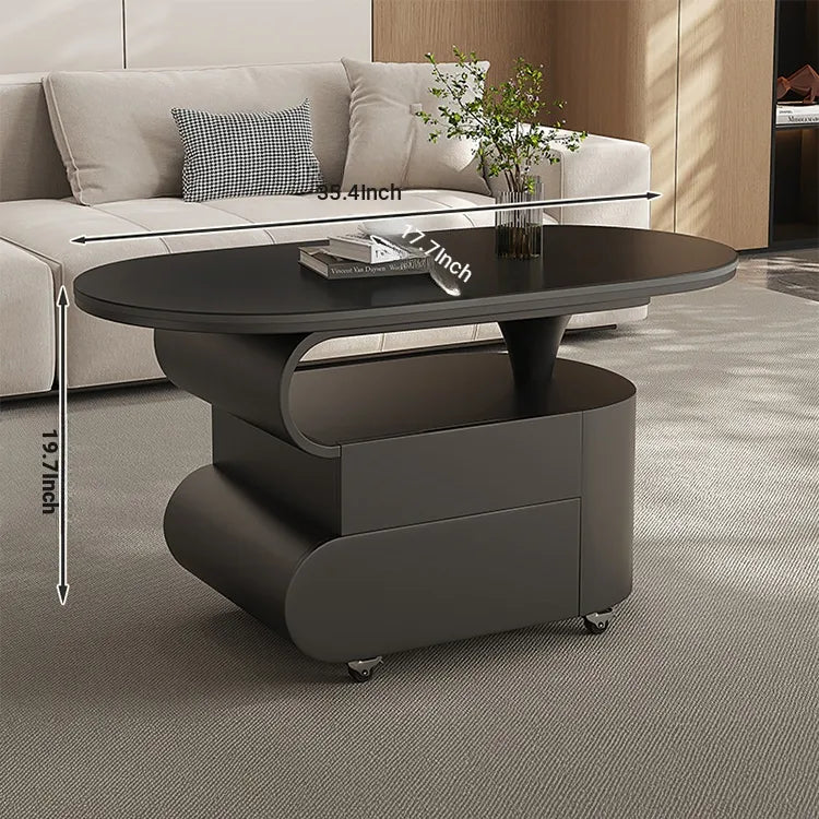 Coffee table COLOR1 White Black Sintered Stone Solid wood htyjj-6613