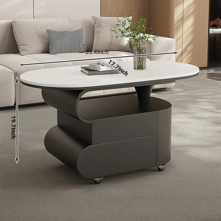 Coffee table COLOR1 White Black Sintered Stone Solid wood htyjj-6613