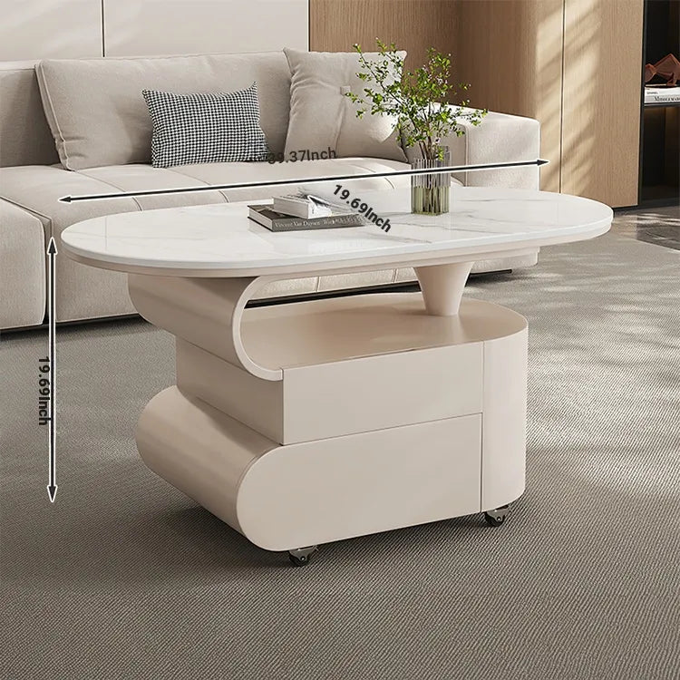 Coffee table COLOR1 White Black Sintered Stone Solid wood htyjj-6613