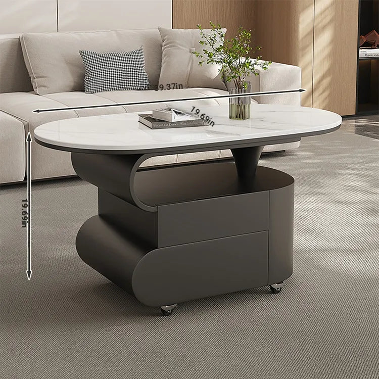 Coffee table COLOR1 White Black Sintered Stone Solid wood htyjj-6613