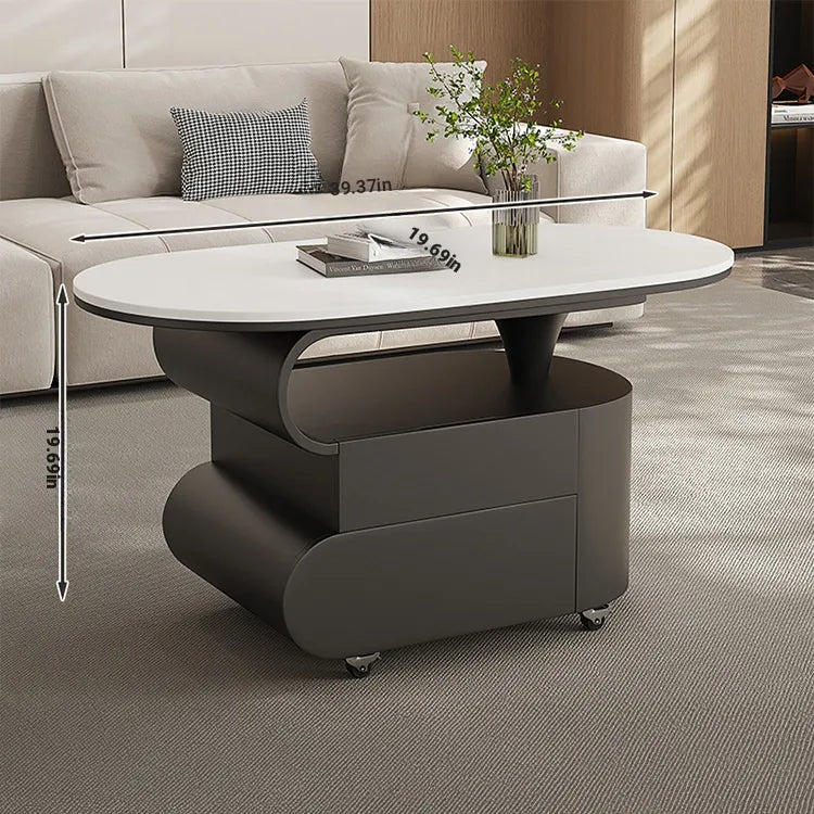 Coffee table COLOR1 White Black Sintered Stone Solid wood htyjj-6613