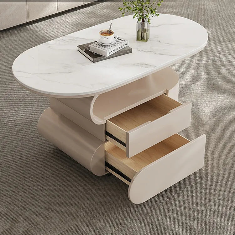 Coffee table COLOR1 White Black Sintered Stone Solid wood htyjj-6613