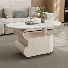 Coffee table COLOR1 White Black Sintered Stone Solid wood htyjj-6613
