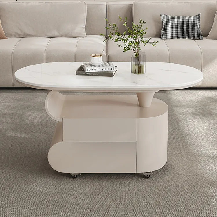Coffee table COLOR1 White Black Sintered Stone Solid wood htyjj-6613