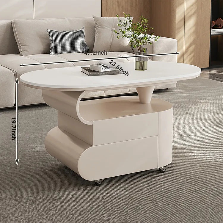 Coffee table COLOR1 White Black Sintered Stone Solid wood htyjj-6613