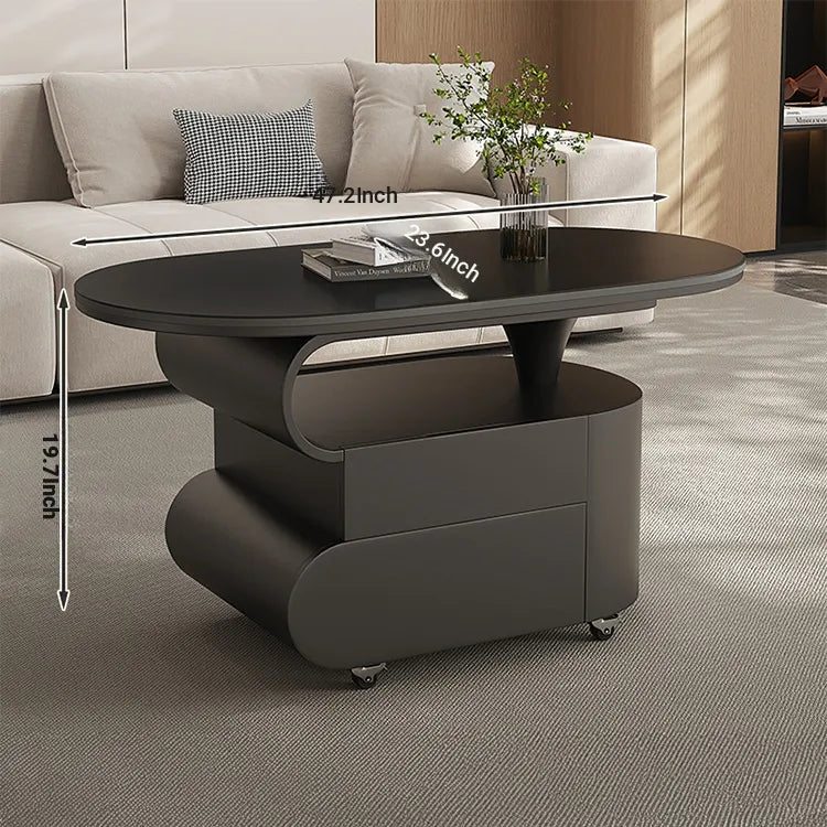 Coffee table COLOR1 White Black Sintered Stone Solid wood htyjj-6613