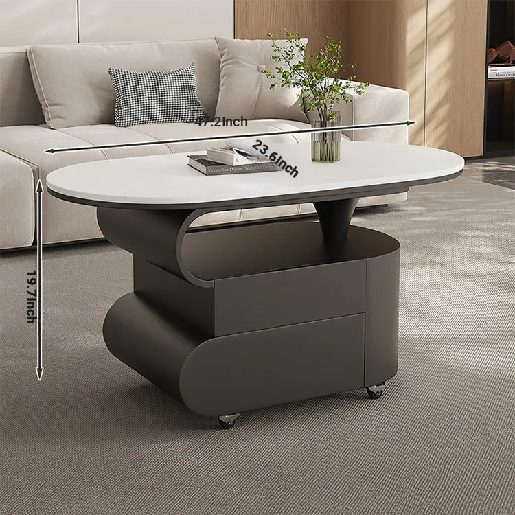 Coffee table COLOR1 White Black Sintered Stone Solid wood htyjj-6613