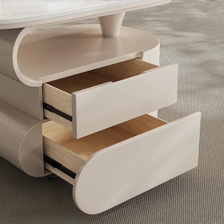 Coffee table COLOR1 White Black Sintered Stone Solid wood htyjj-6613