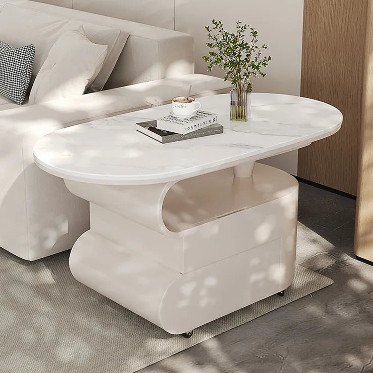 Coffee table COLOR1 White Black Sintered Stone Solid wood htyjj-6613