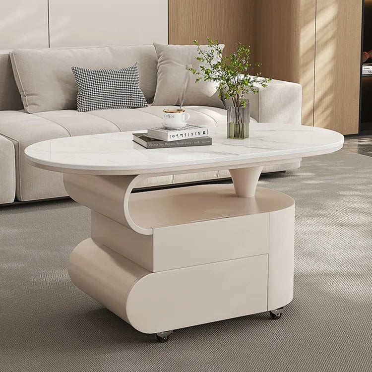 Coffee table COLOR1 White Black Sintered Stone Solid wood htyjj-6613