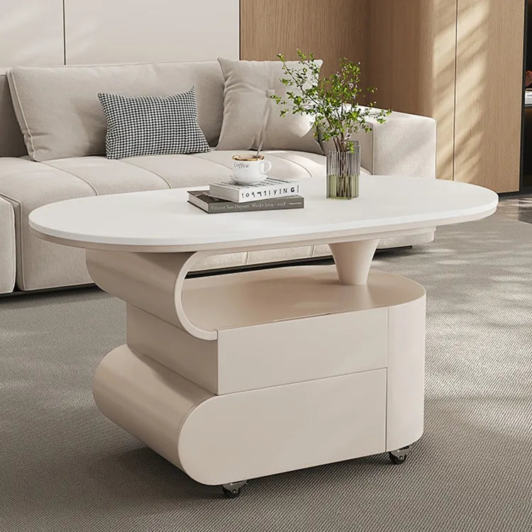 Coffee table COLOR1 White Black Sintered Stone Solid wood htyjj-6613