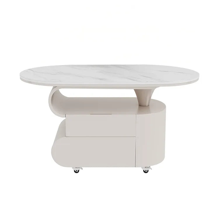 Coffee table COLOR1 White Black Sintered Stone Solid wood htyjj-6613