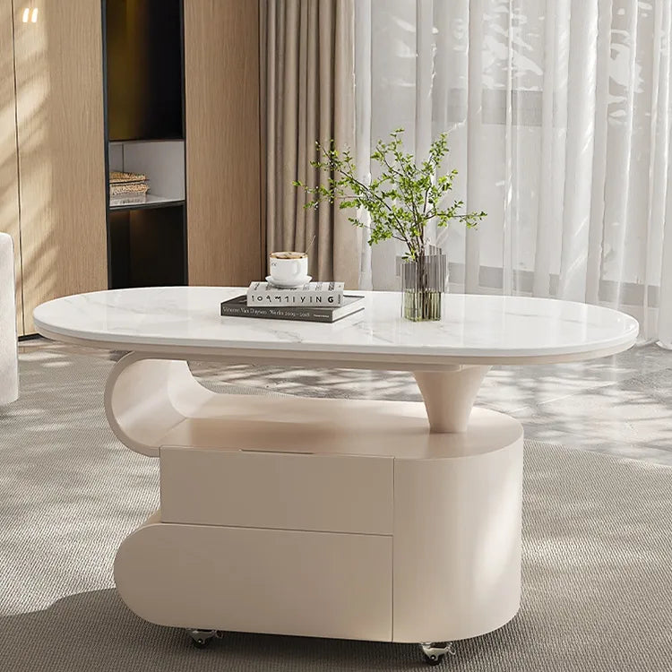 Coffee table COLOR1 White Black Sintered Stone Solid wood htyjj-6613