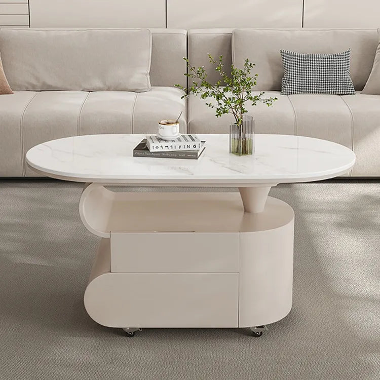 Coffee table COLOR1 White Black Sintered Stone Solid wood htyjj-6613